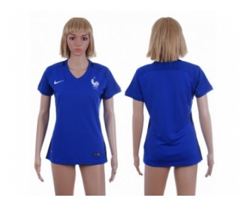 Women France Blank Home Soccer Country Jersey1