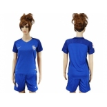 Women France Blank Home Soccer Country Jersey