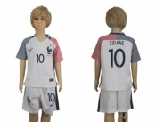 France #10 Zidane Away Kid Soccer Country Jersey