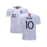 France #10 Zidane Away Kid Soccer Country Jerseys