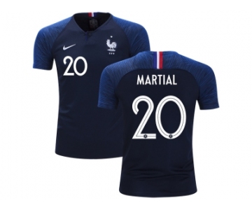 France #20 Martial Home Kid Soccer Country Jersey