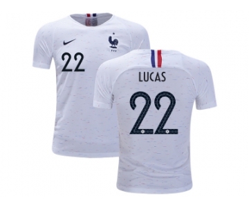 France #22 Lucas Away Kid Soccer Country Jersey