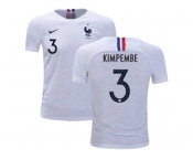 France #3 Kimpembe Away Kid Soccer Country Jersey