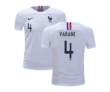 France #4 Varane Away Kid Soccer Country Jersey