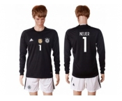 Germany #1 Neuer Black Goalkeeper Long Sleeves Soccer Country Jersey
