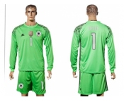Germany #1 Neuer Green Goalkeeper Long Sleeves Soccer Country Jersey1