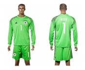 Germany #1 Neuer Green Goalkeeper Long Sleeves Soccer Country Jersey2