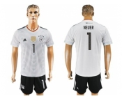 Germany #1 Neuer White Home Soccer Country Jersey
