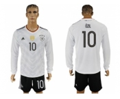 Germany #10 Ozil White Home Long Sleeves Soccer Country Jersey