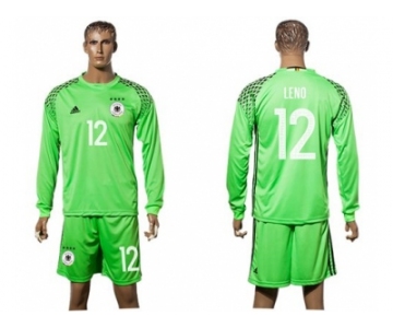 Germany #12 Leno Green Goalkeeper Long Sleeves Soccer Country Jersey