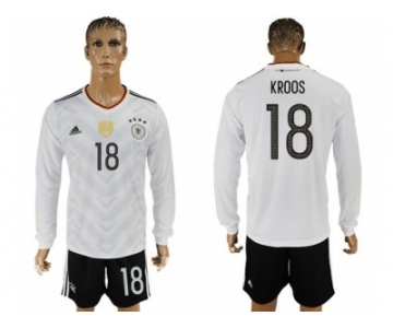 Germany #18 Kroos White Home Long Sleeves Soccer Country Jersey1