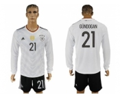 Germany #21 Gundogan White Home Long Sleeves Soccer Country Jersey