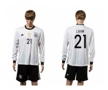 Germany #21 Lahm White Home Long Sleeves Soccer Country Jersey