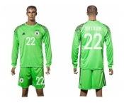 Germany #22 Ter Stegen Green Goalkeeper Long Sleeves Soccer Country Jersey2