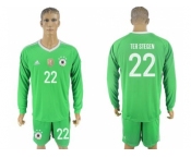 Germany #22 Ter Stegen Green Goalkeeper Long Sleeves Soccer Country Jersey
