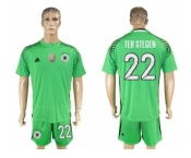 Germany #22 Ter Stegen Green Goalkeeper Soccer Country Jersey