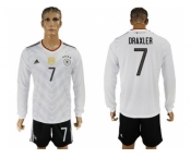 Germany #7 Draxler White Home Long Sleeves Soccer Country Jersey