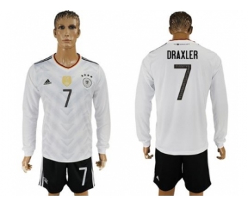 Germany #7 Draxler White Home Long Sleeves Soccer Country Jersey