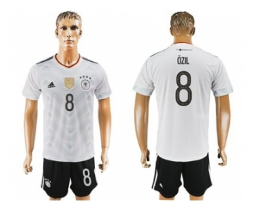 Germany #8 Ozil White Home Soccer Country Jersey