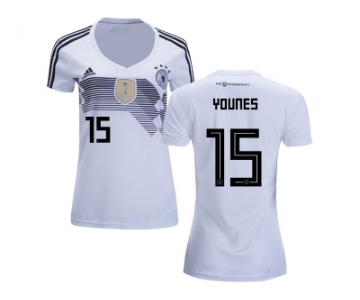 Women Germany #15 Younes White Home Soccer Country Jersey