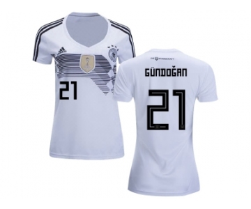 Women Germany #21 Gundogan White Home Soccer Country Jersey