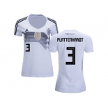 Women Germany #3 Plattenhardt White Home Soccer Country Jersey