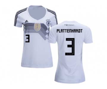 Women Germany #3 Plattenhardt White Home Soccer Country Jersey