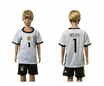 Germany #1 Neuer White Home Kid Soccer Country Jersey1