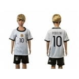 Germany #10 Podolski White Home Kid Soccer Country Jersey