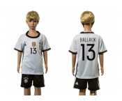 Germany #13 Ballack White Home Kid Soccer Country Jersey