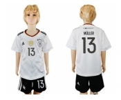 Germany #13 Muller White Home Kid Soccer Country Jersey