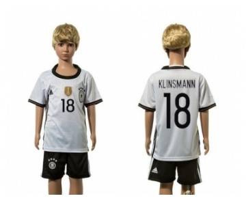 Germany #18 Klinsmann White Home Kid Soccer Country Jersey