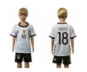 Germany #18 Kroos White Home Kid Soccer Country Jersey
