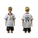Germany #19 Gotze White Home Kid Soccer Country Jersey1