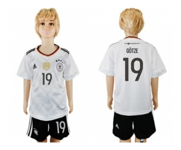 Germany #19 Gotze White Home Kid Soccer Country Jersey