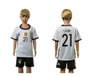 Germany #21 Lahm White Home Kid Soccer Country Jersey