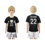 Germany #22 Ter Stegen Goalkeeper Kid Soccer Country Jersey