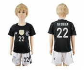 Germany #22 Ter Stegen Goalkeeper Kid Soccer Country Jersey