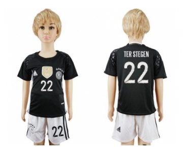 Germany #22 Ter Stegen Goalkeeper Kid Soccer Country Jersey