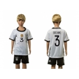 Germany #3 Brehme White Home Kid Soccer Country Jersey