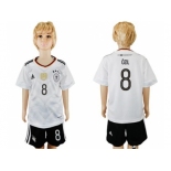 Germany #8 Ozil White Home Kid Soccer Country Jersey