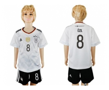 Germany #8 Ozil White Home Kid Soccer Country Jersey