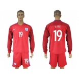 England #19 Kane Away Long Sleeves Soccer Country Jersey
