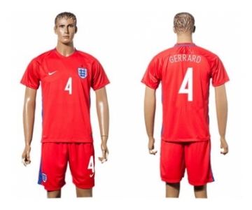 England #4 Gerrard Away Soccer Country Jersey1