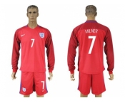 England #7 Milner Away Long Sleeves Soccer Country Jersey