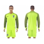 England Blank Green Long Sleeves Goalkeeper Soccer Country Jersey