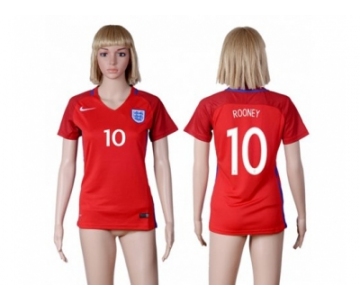 Women England #10 Rooney Away Soccer Country Jersey1