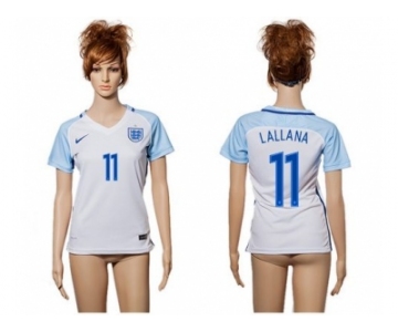 Women England #11 Lallana Home Soccer Country Jersey