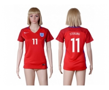 Women England #11 Sterling Away Soccer Country Jersey