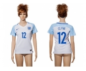Women England #12 Clyne Home Soccer Country Jersey